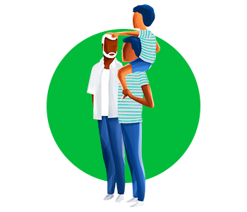 Família feliz com pai, mãe e criança, passeando ao ar livre em um dia ensolarado, sorriso e momentos de união e alegria, cenário ao ar livre com fundo verde.